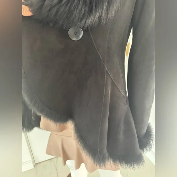 HSO Collection Black dyed Shearling Lamb Fur Jacket Size 6 - Picture 8 of 17